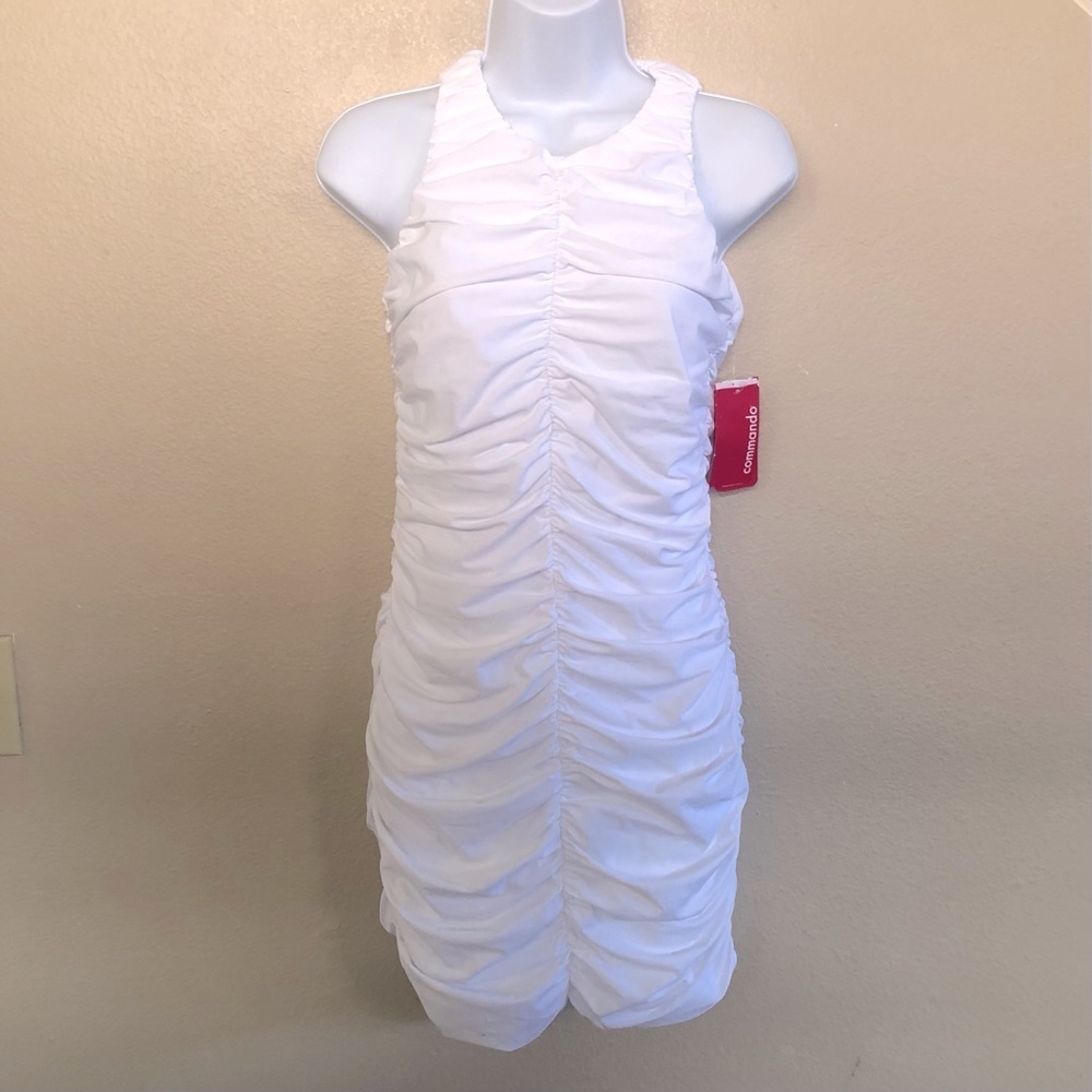 Commando Classic White Ruched Bodycon Mini Dress Size S